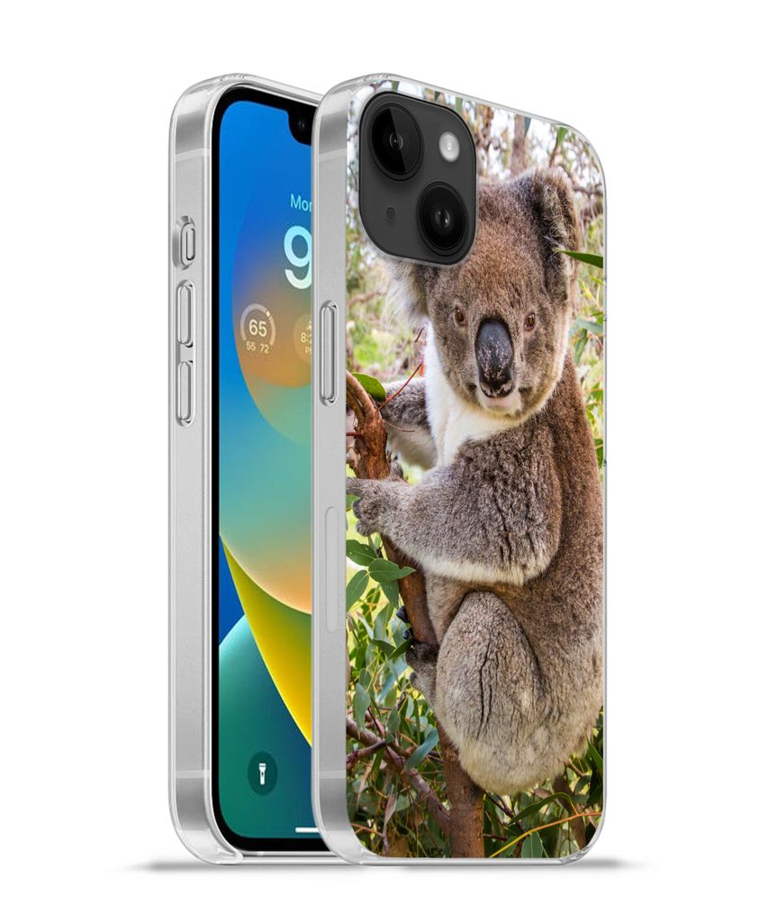 MuchoWow Handyhülle Schutzhülle Hülle für Apple iPhone 14 Plus - Soft case Koala - Blätter - Kinder - Jungen - Mädchen Silikon Softcase Han...