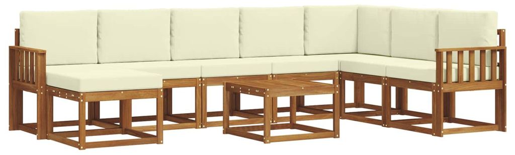 vidaXL Outdoor-Sofagarnitur mit Kissen 9 pcs Natur und Creme