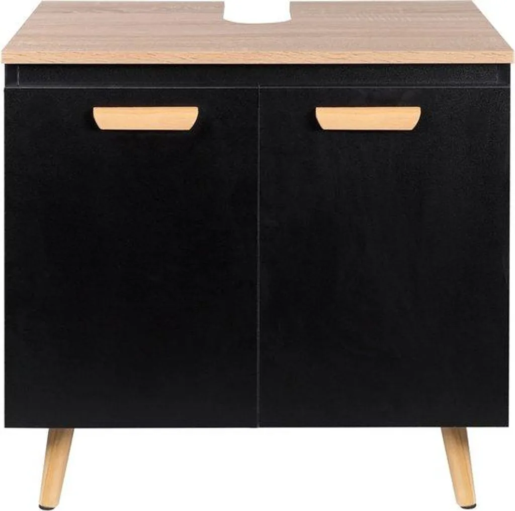 Meuble vasque noir 60 cm écoulement sous plan pour salle de bains chic