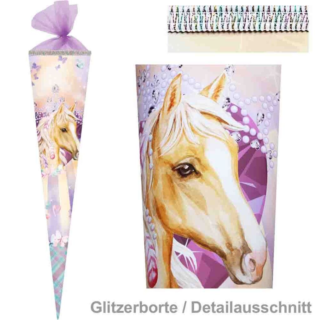 Herlitz Schultüte 70 cm Mädchen veredelt, Motiv:Pferdekopf Produktbild 