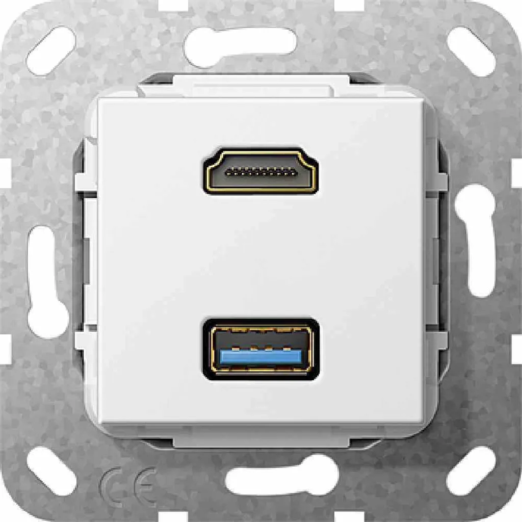 Prise double HDMI et USB 3.0 Gira pour cacher câbles