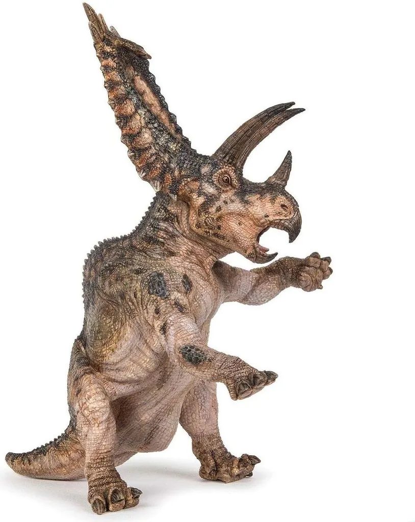 Pentaceratops détaillé avec collerette ornée pour décor de vitrine