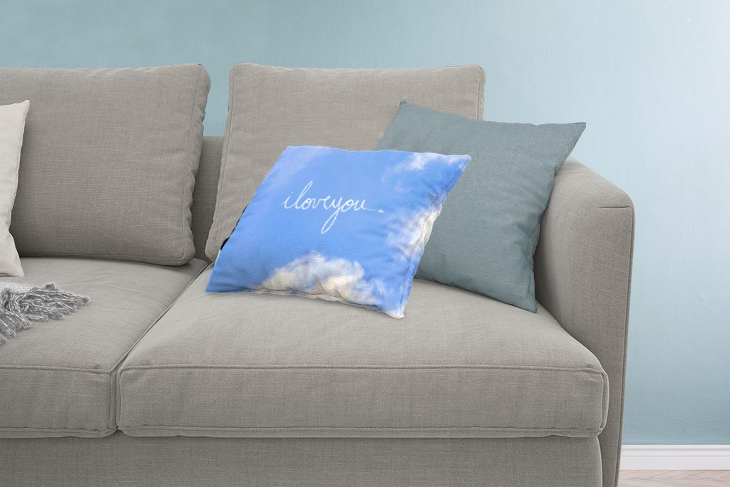 MuchoWow Zierkissen Sofakissen Wohnzimmer Dekokissen 60x40 cm Ich liebe dich geschrieben mit der Farbe der Wolken - Kopfkissen - Polster mit Foto
