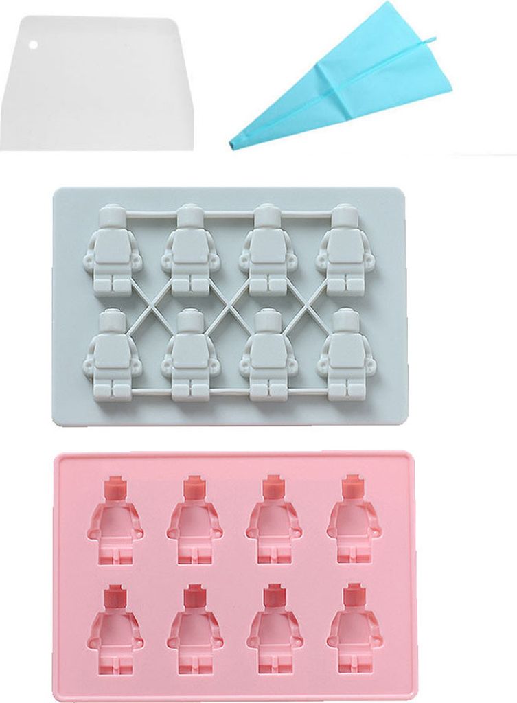 2 Stück 8-Fach-Roboter-Formen Schokoladen-Gummi-Formen Antihaft-Silikon-Backformen Für Die Herstellung Von Eiswürfeln, Gelee, Schokolade, Seife,...