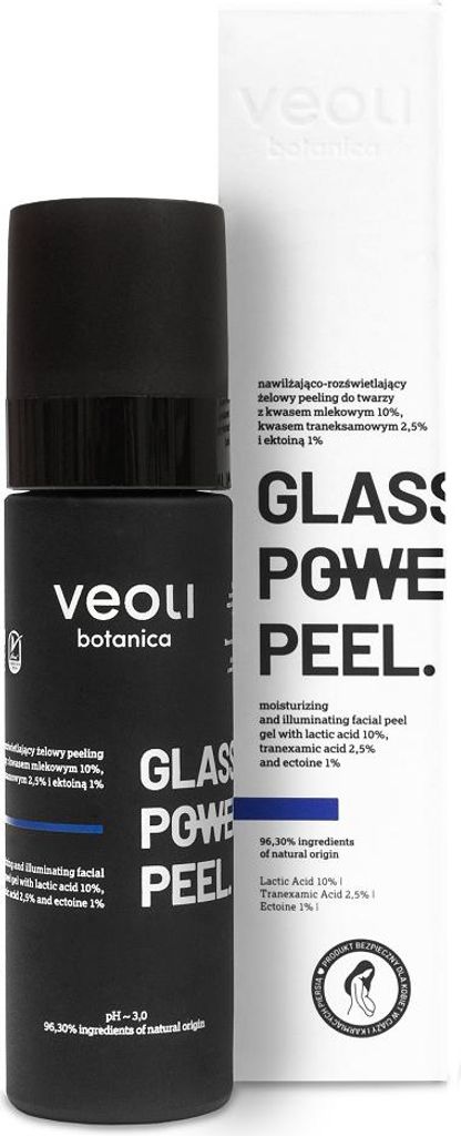 Glass Skin Power Peel feuchtigkeitsspendendes und aufhellendes Gel-Gesichtspeeling mit Milchsäure 10% Tranexamsäure 2,5% und Ectoin 1% 30ml