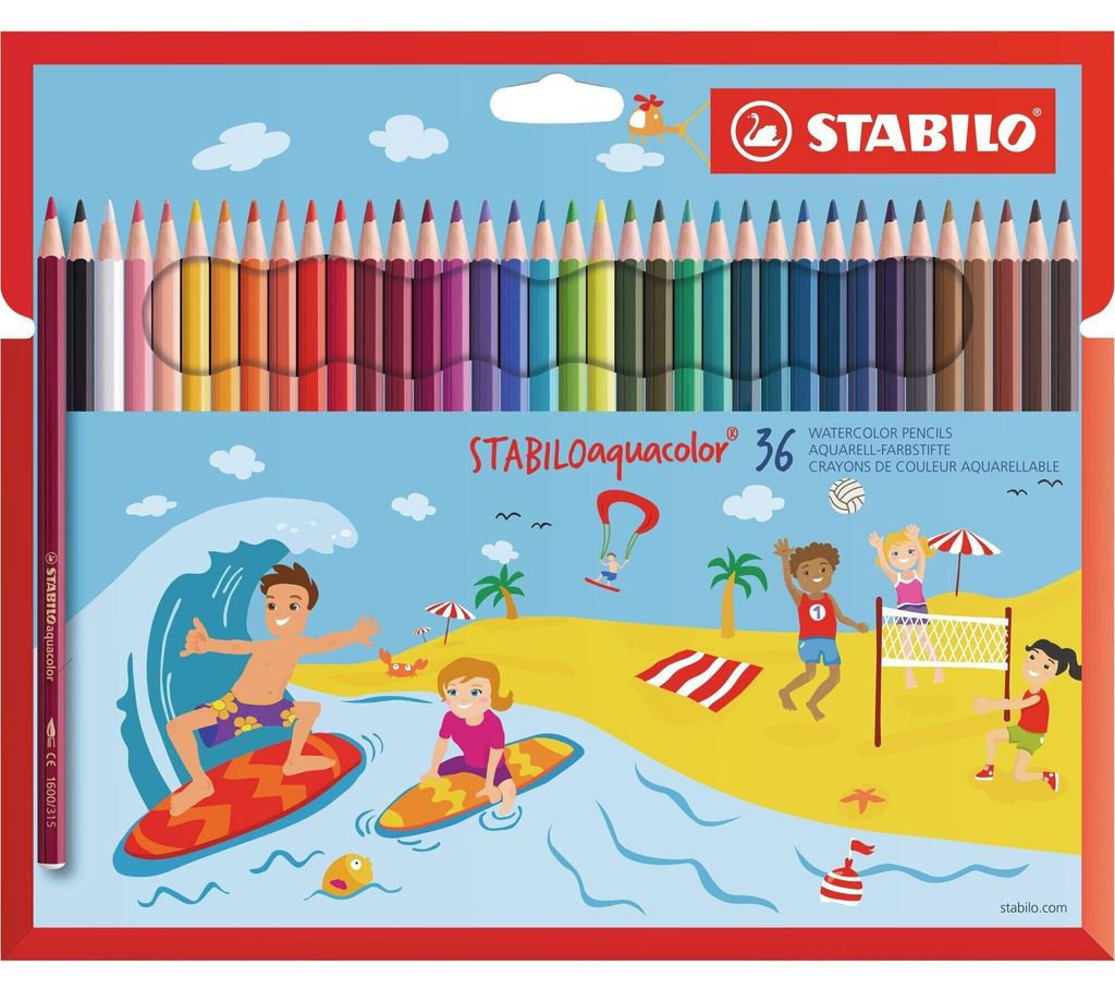Aquarelpotloden - STABILO aquacolor - set van 36 - met 36 Productafbeelding 