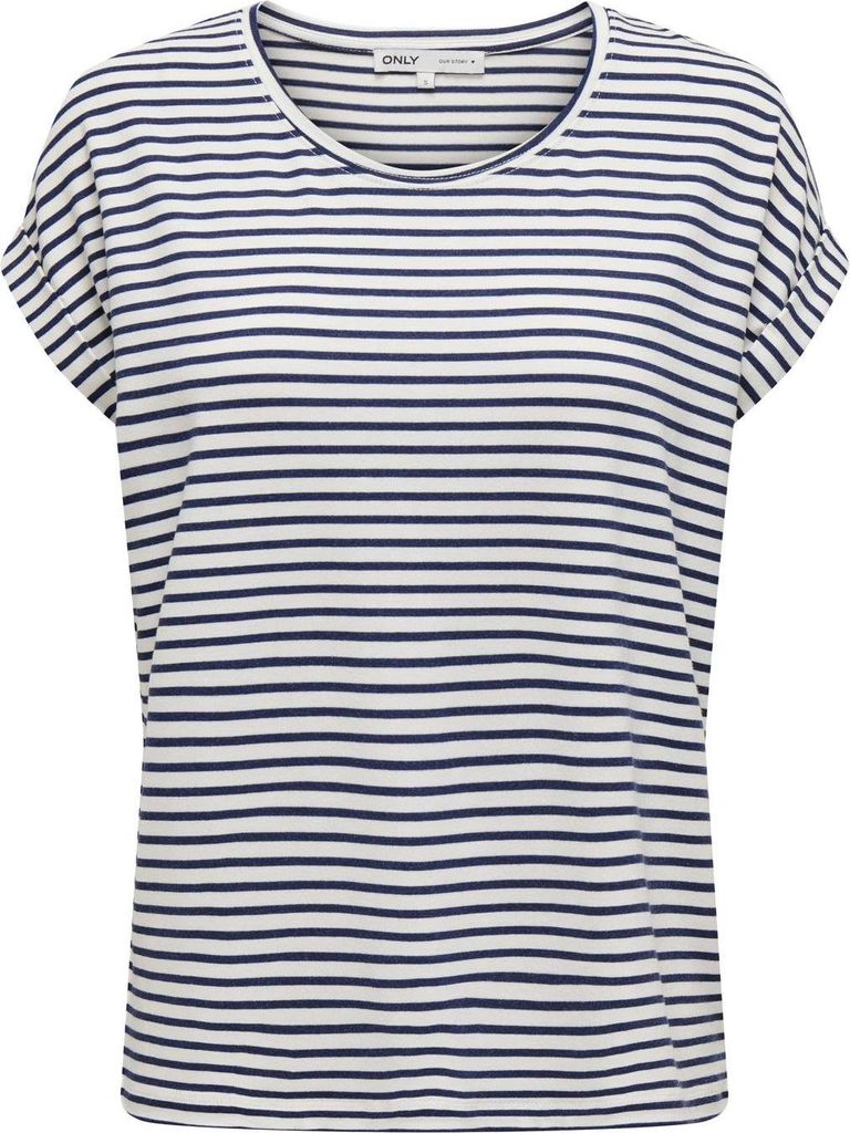 ONLY Gestreiftes T-Shirt mit Rundhalsausschnitt Größe: L