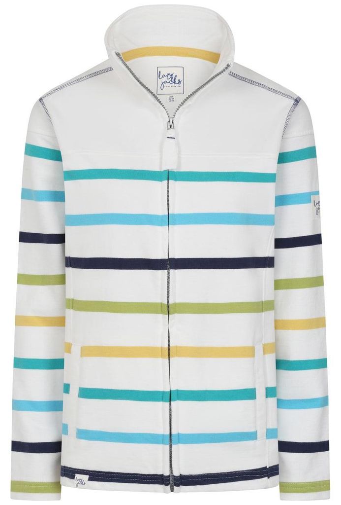 Lazy Jacks - Sweatshirt für Damen, Durchgehender Reißverschluss LJ603 (34 DE) (Weiß/Grün)