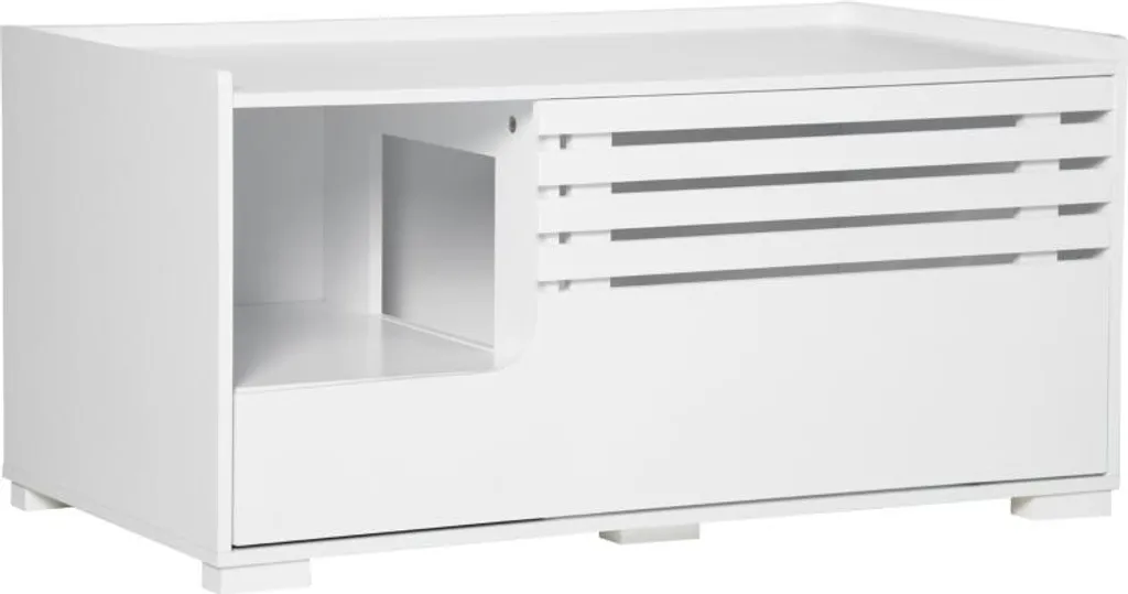 Armoire chat Fortuna Lai porte magnétique et étagères blanches 2 en 1