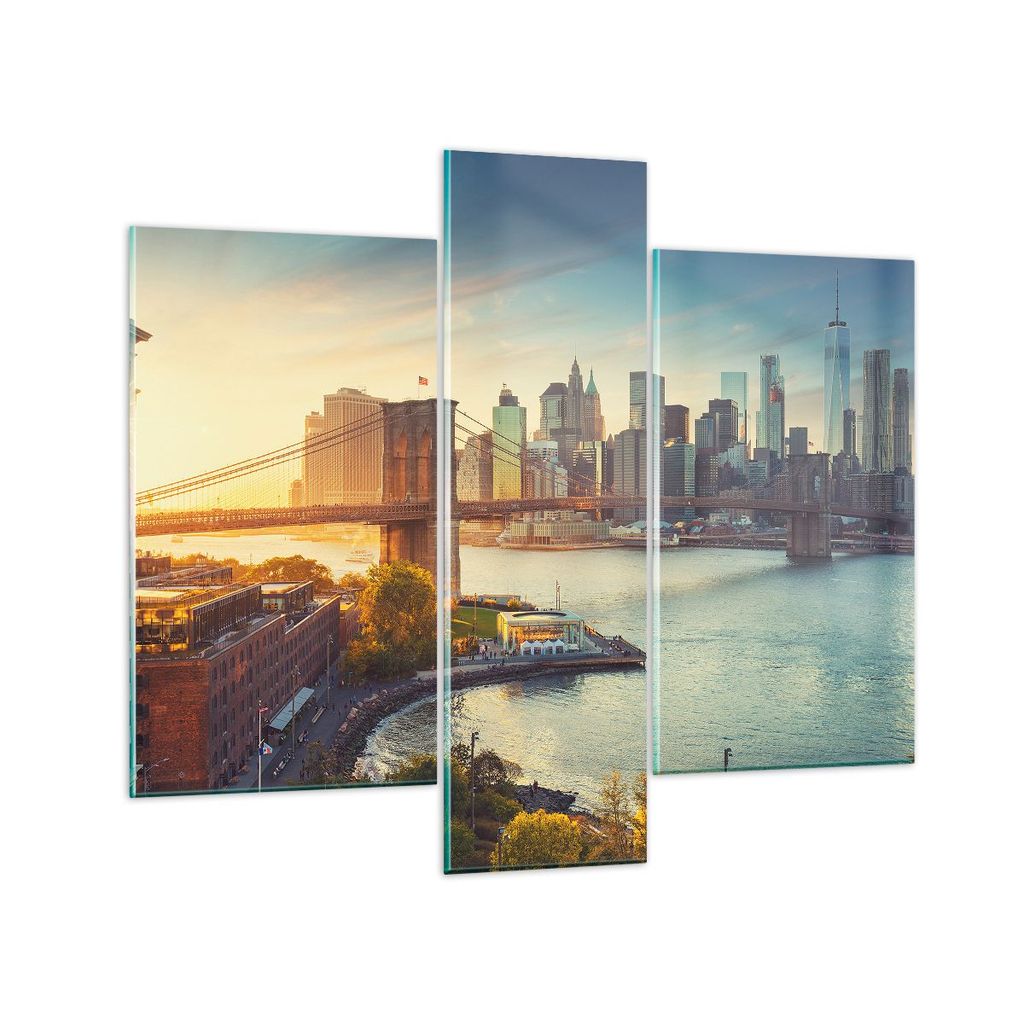 Bilder auf glas - New York Brücke - 95x80cm - Glasbilder - Wandbilder - Bilder - Kunstdruck - zum Aufhängen bereit - Wanddekoration aus Glas - Gl...