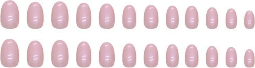 24 Faux Ongles Courts Roses Aurora à Coller Forme Ovale Effet Miroir