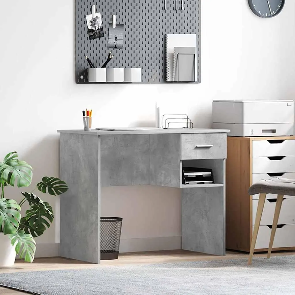 Scrivania Salvaspazio 90x49 cm Grigio Cemento vidaXL | Arredo Studio - 2