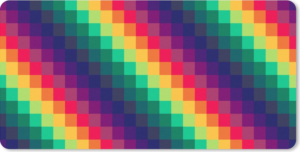 MuchoWow Mauspad Mousepad Regenbogen - Muster - Pixel 60x30 cm - Mousepads - Maus Mat - Pad - Mausunterlage - Nachhaltig