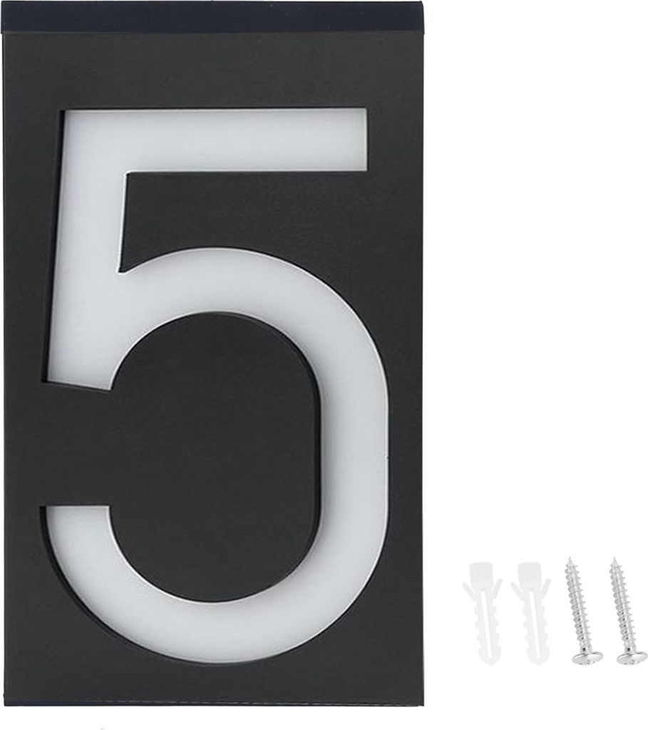 LED Beleuchtete Hausnummer Solar Hausnummernleuchte für Haus Hotel Store, LED Wandleuchte Dauer der Beleuchtung> 8 Stunden(Number 5)
