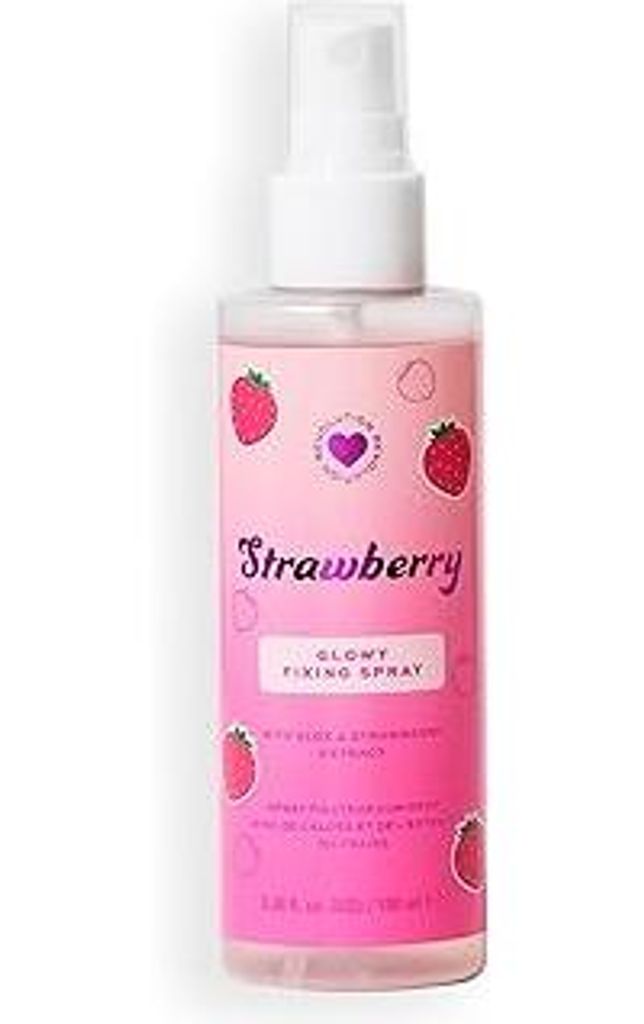 I Heart Revolution Strawberry Glow Fixing Spray, Schimmerndes Glow-Fixierspray, Vegan & Tierversuchsfrei, 100ml