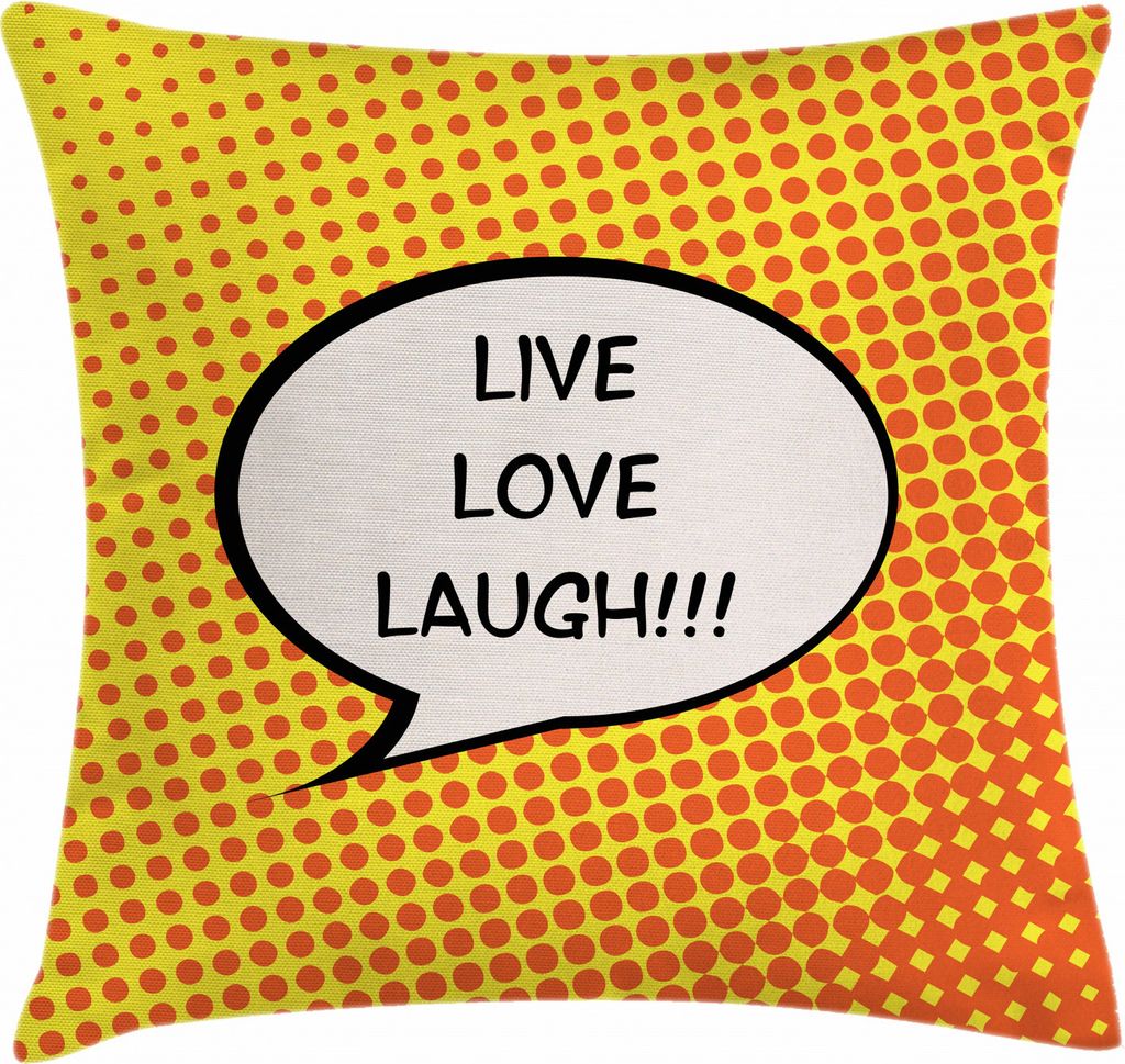 ABAKUHAUS Lebe lache Liebe Kissenbezug, Sprechblase, aus Farbfesten Waschbaren Stoff Beidseitiger Druck mit robusten Reißverschluß, 50 x 50 cm, S...