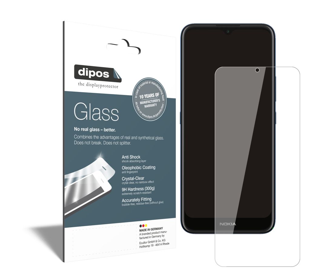 2x Schutzfolie für Nokia C20 - Anti-Shock 9H Folie dipos Glass Kunststoffglas
