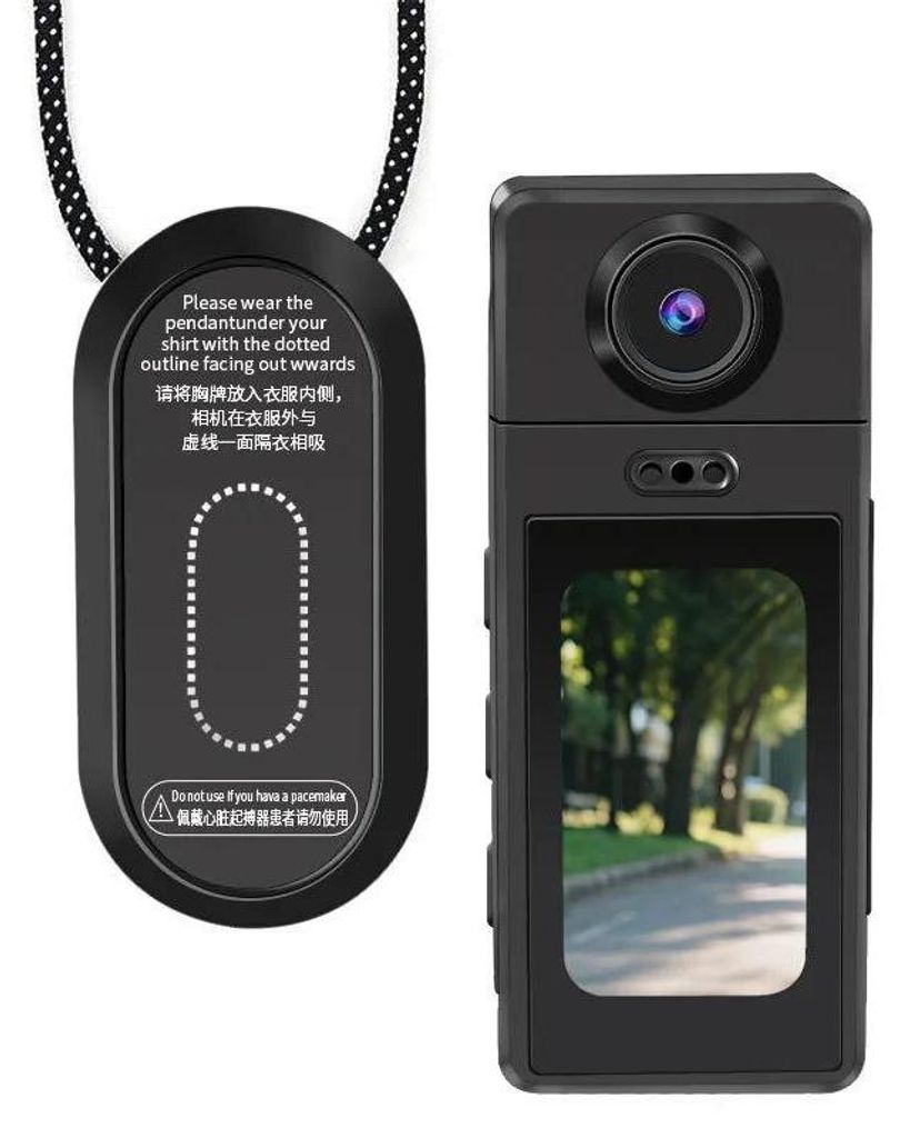 Magnetische Minikamera - Sport Action Cam - 1080P 60FPS - Bewegungserkennung - Tragbare Daumenkamera - Kragenclip - 64GB