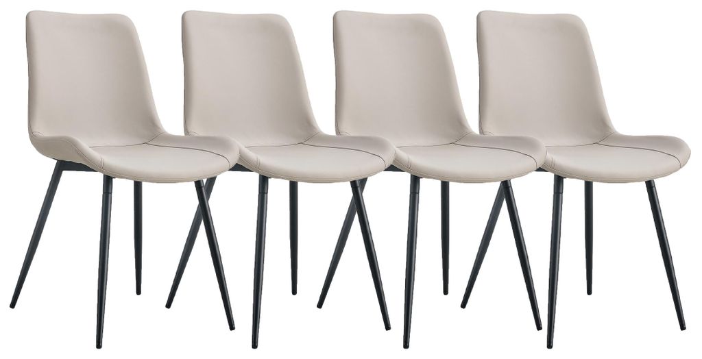 Juego de 4 sillas de comedor de polipiel con respaldo curvo Imagen del producto 