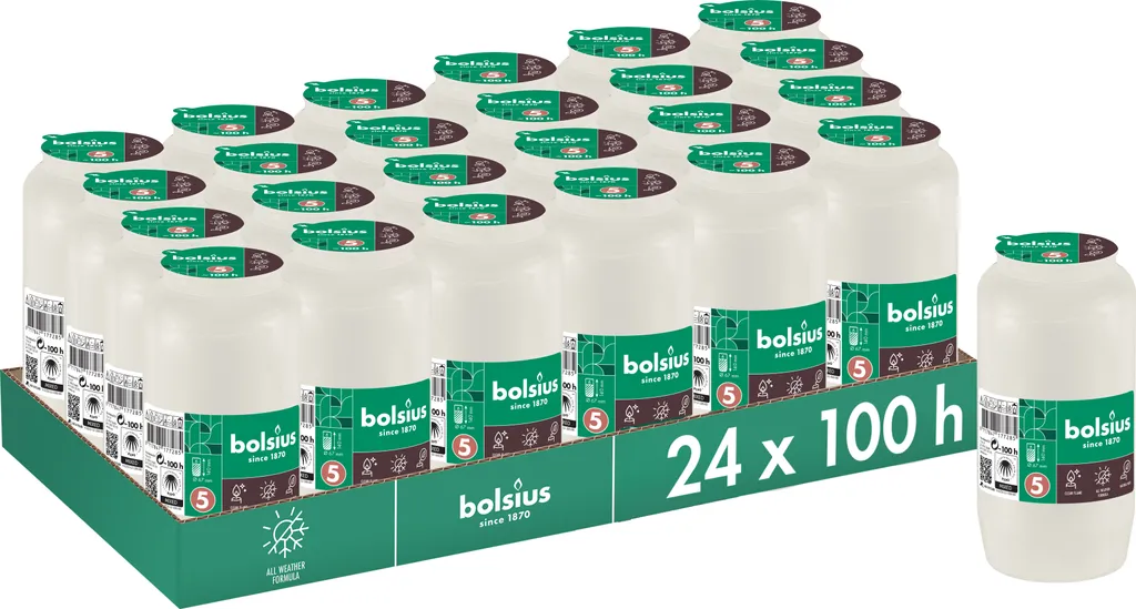 Bougies funéraires blanches Bolsius en lot de 24 pour deuil et mémoire