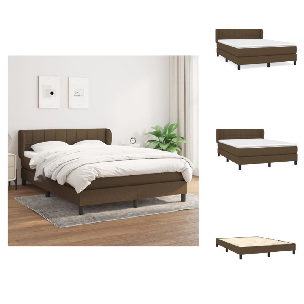 vidaXL Boxspringbett mit Matratze Dunkelbraun 140x190 cm Stoff - Betten & Bettgestelle