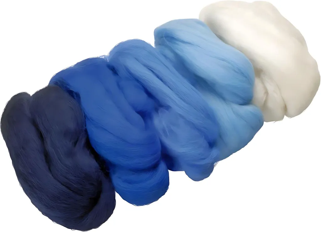 Laine à feutrer pour bijoux et figurines DIY bleu clair et bleu roi