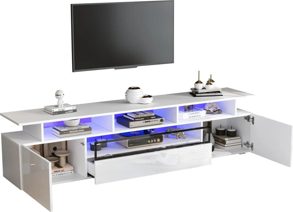 Support TV 180cm Idéal pour Cinéma Maison et Rangement Multimédia - 16