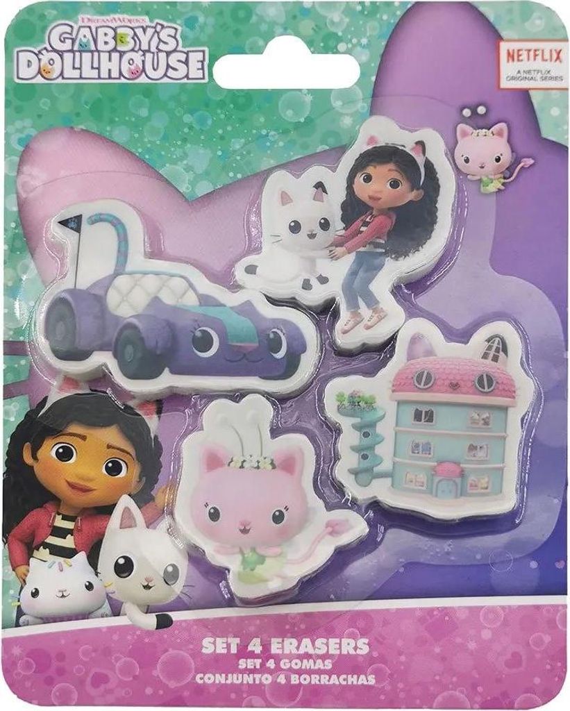 Gabby ́s Dollhouse Radiergummi Set 4 teilig Schulzubehör für Kinder