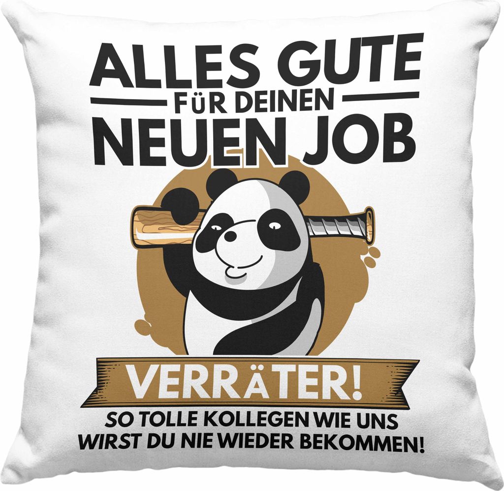 Trendation - Jobwechsel Deko-Kissen mit Füllung 40x40 Geschenk Neuer Job Abschied Abschiedsgeschenk Kollege Kollegin Alles Gute Für Den Neuen Job...