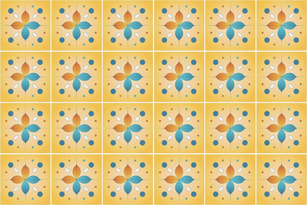Fliesenaufkleber 20 x 20 cm – 24 Stück – Selbstklebend – Wasserfest – Pflegeleicht – Hitzebeständig – Für Küche & Bad – Blumenmot...