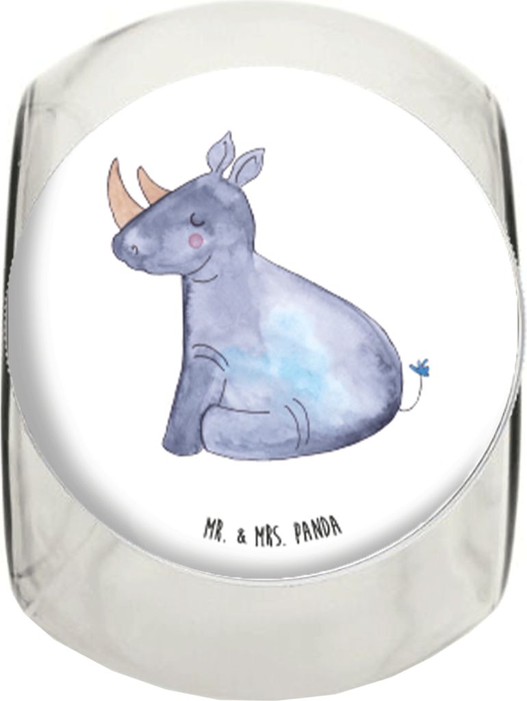 Mr. & Mrs. Panda Bonboniere Einhorn Nashorn L 870ml - Weiß - Geschenk, Regenbogen, Kaffeedose, Lebensmittelbehälter, Nashörner, gewürzglas, Zoo...