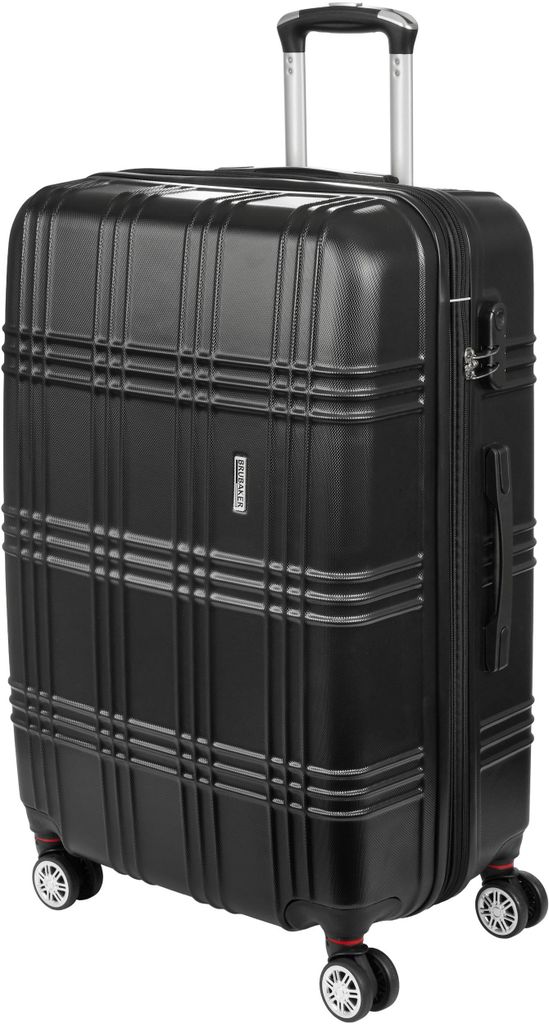 BRUBAKER Hartschalen Reisekoffer Bahamas - Erweiterbarer Rollkoffer mit Zahlenschloss, 4 Rollen und Teleskopgriff - XL Hartschalenkoffer, Schwarz