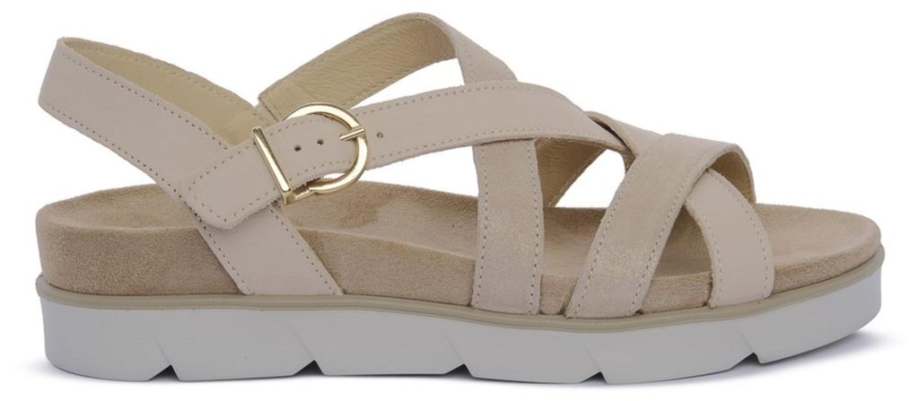 Damen Sommer Sandalen Beige mit Schnallen