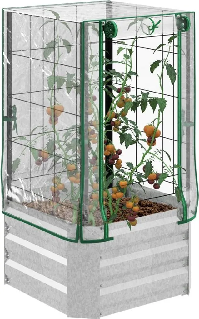 Potager de Balcon pour Légumes Grimpants avec Serre Intégrée 53x53x90 cm Noir