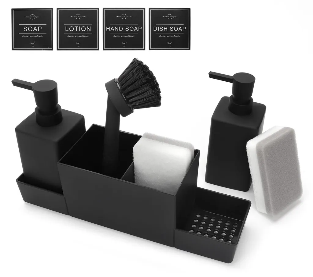 Duo distributeur de savon noir et liquide vaisselle avec brosse kit
