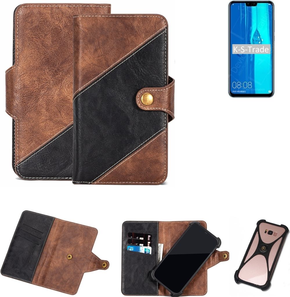 K-S-Trade Handy Hülle Schutz Hülle Schutzhülle Bookstyle Case kompatibel mit Huawei Y9 (2019) Handy Cover Hülle Schutztasche 1x