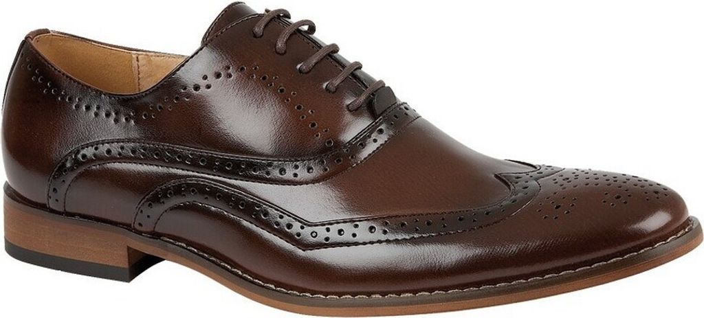 Goor Jungen Schnürschuhe mit Flügelkappe und Lochverzierungen DF994 (33 EU) (Braun)