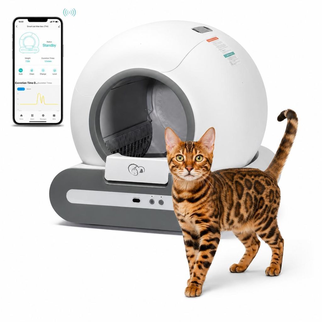 DOEL Ti+ Automatische Katzentoilette Selbstreinigend 65L – Smarte Katzenstreubox mit APP-Steuerung, Geruchskontrolle & OTA Update