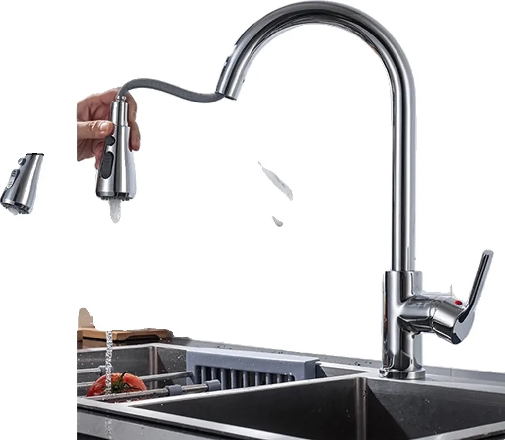 Rubinetto Cucina Professionale CF04021CP - Doccetta Estraibile 2 Getti - 1
