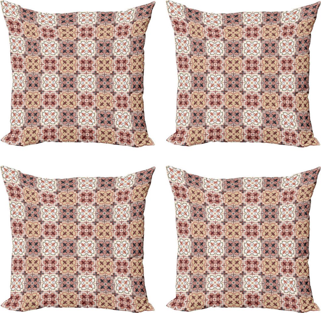 ABAKUHAUS Quatrefoil Kissenbezug Set (4 Stück), Vintage Clover East, Moderner Doppelseitiger Digitaldruck, 45 cm x 45 cm, Grün Weiß