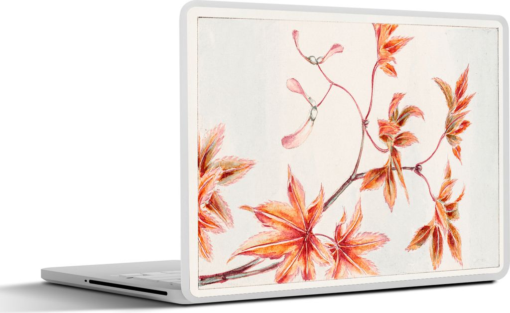 MuchoWow Laptop Aufkleber Sticker Cover Blätter - Baum - Ahorn - Vintage - Japanisch 32.5x23.5 cm - Sticker für Laptop - Selbstklebend