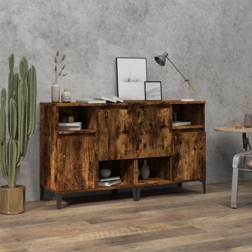 The Living Store Sideboards 2 Stk. Räuchereiche 60x35x70 cm Holzwerkstoff