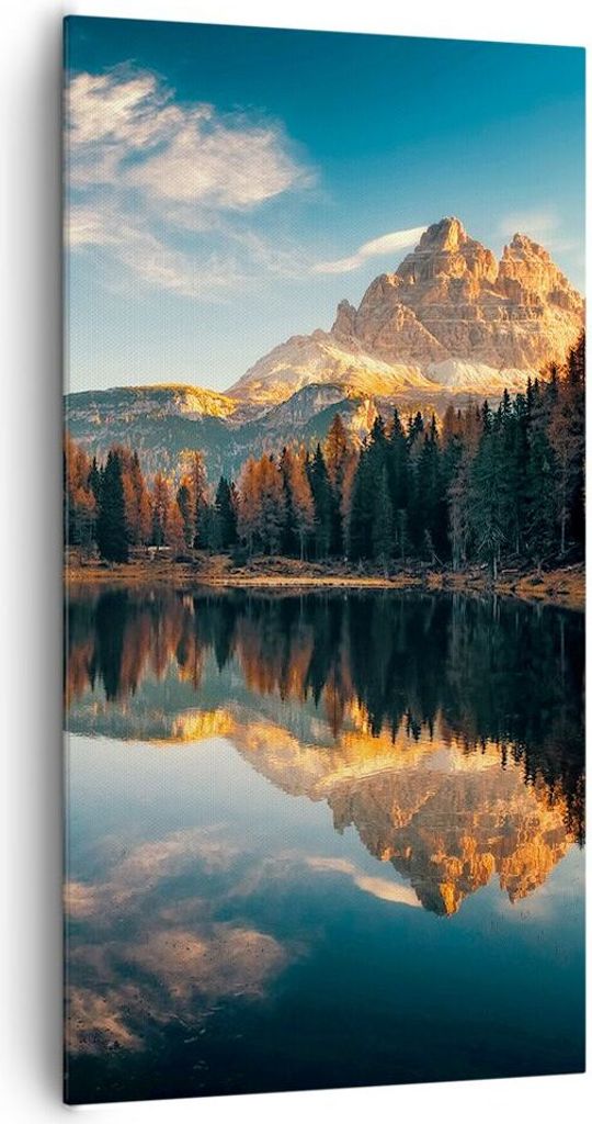 Bild auf Leinwand - Leinwandbild - Einteilig - Spiegelung See Landschaft - 65x120cm - Wand Bild - Wanddeko - Wandbilder - Leinwanddruck - Bilder - ...