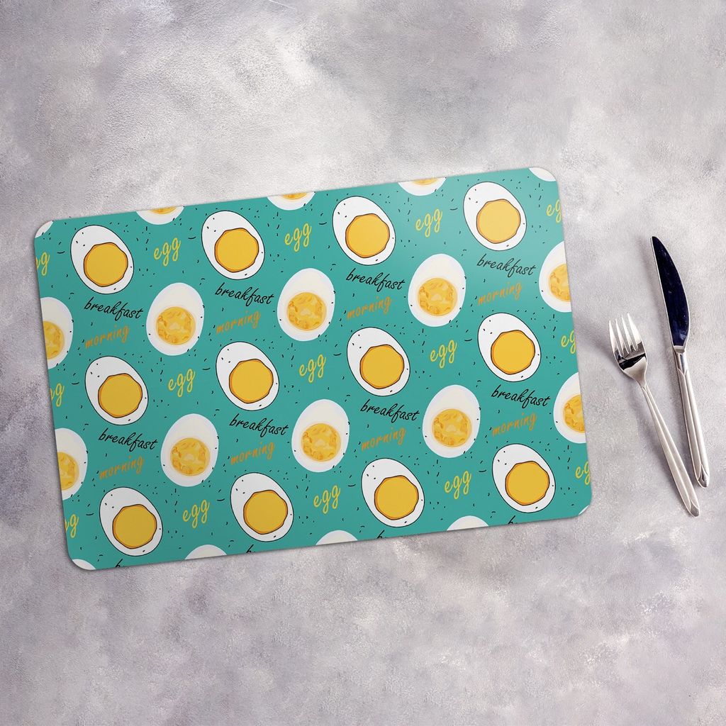 Tischset 6x45x30 cm + 6x10fi cm Platzset Tischmatte Platzmatte Untersetzer - Halb gekochtes Ei