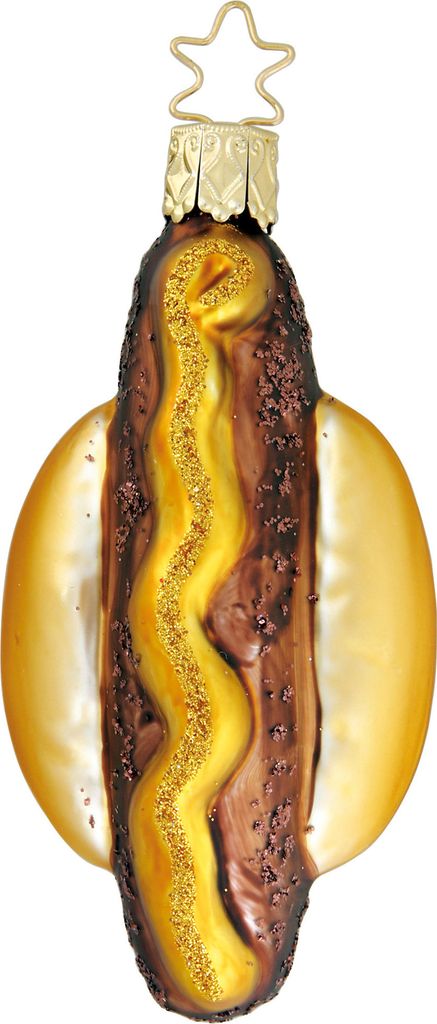 Christbaumschmuck Coburger Bratwurst Glas 8cm braun / gold, Produktbild 