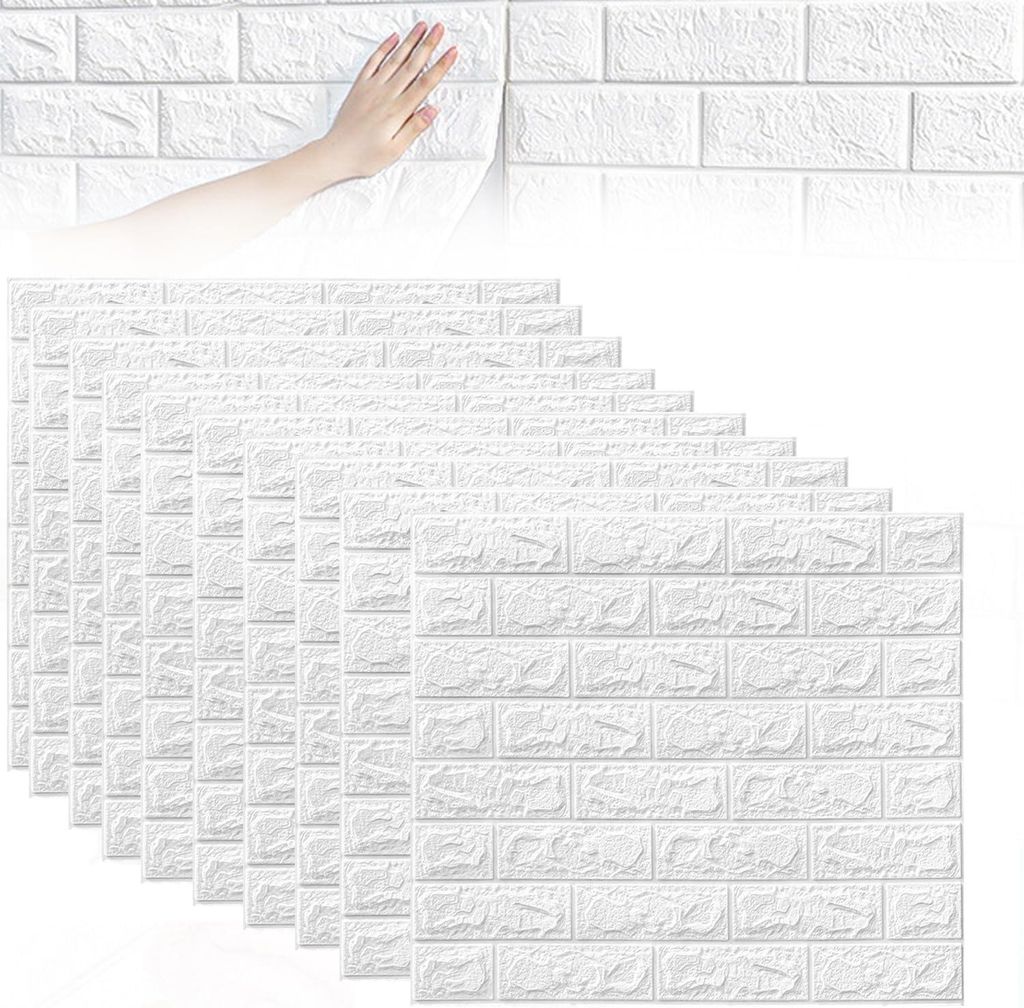 40 Stück 3D-selbstklebende Wandpaneele, 38 × 35 cm, selbstklebende Kunststoff-Wandverkleidung, PVC-Wandpaneele, Backsteintapete für den Innen-, ...
