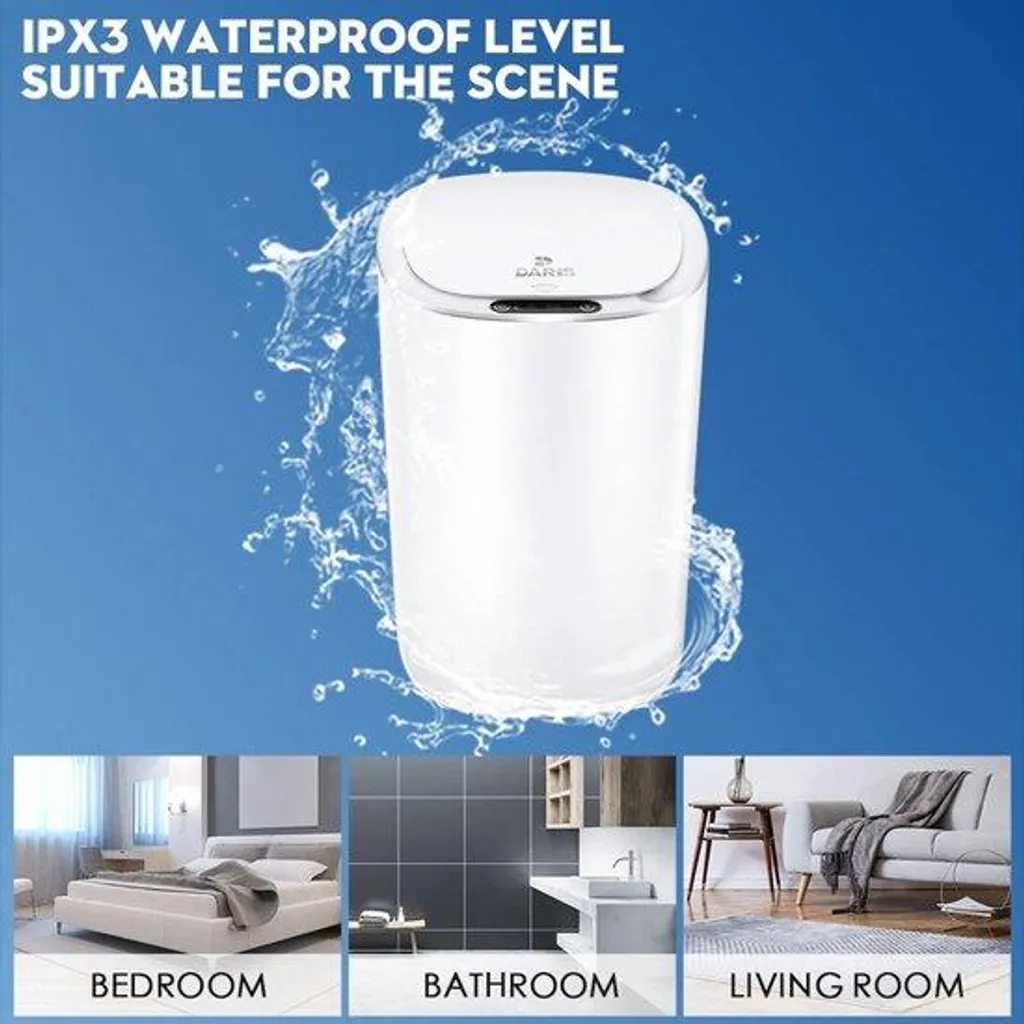 Petite poubelle de salle de bain automatique 9L ronde et étanche IPX4