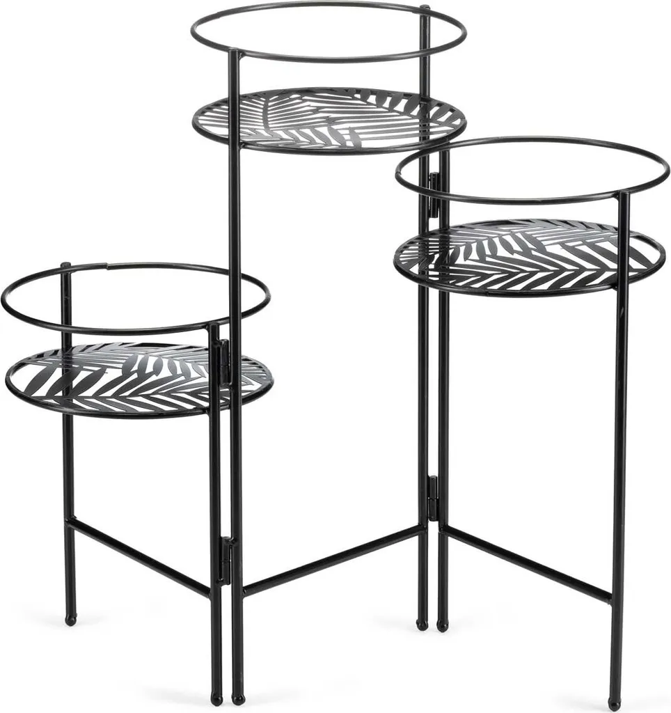 Porte-pot de fleurs en métal à 3 places - Support pliant gain de place - 5