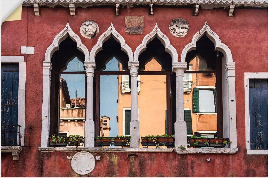 ARTland Wandbild, selbstklebend Historische Gebäude Altstadt von Venedig Größe: 90x60 cm