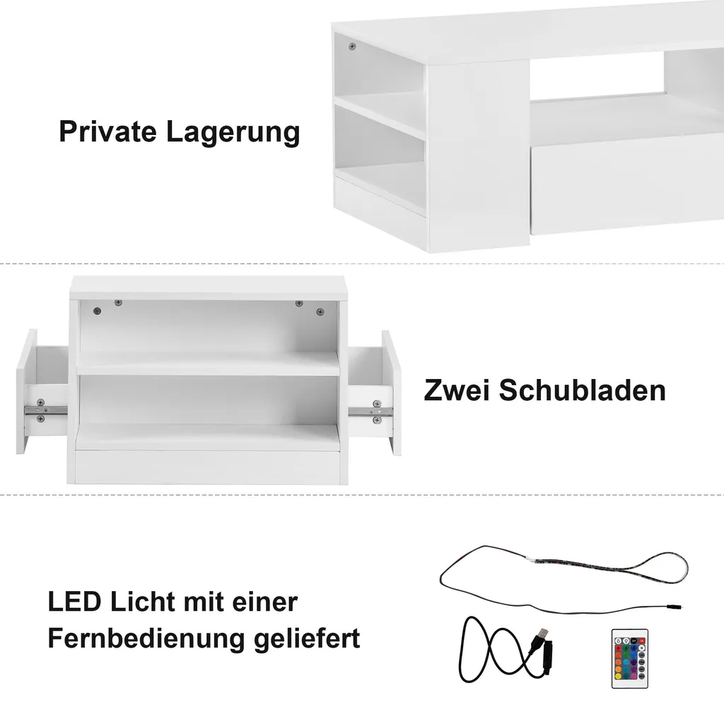 Petite table basse blanche avec tiroirs pour optimiser votre rangement